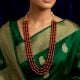 Handcrafted Maroon Glass Bead Layered Necklace